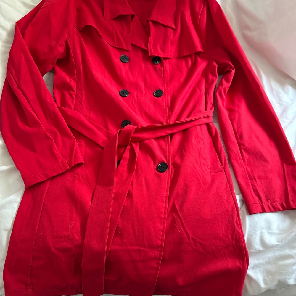 SHEIN Vibrant Red Trench Coat